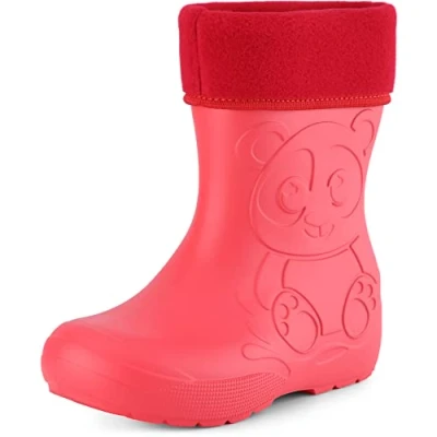 Afbeelding van Ladeheid Kinder Regenlaarzen Thermo Rubberlaarzen Vederlicht EVA LA CA PandaWinter Koraal 28/29