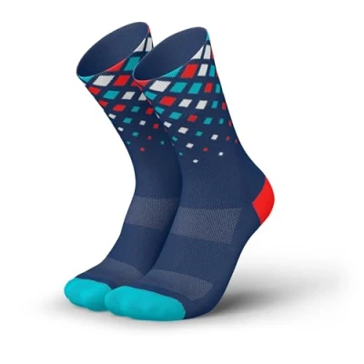 Afbeelding van INCYLENCE 1 paire de chaussettes course pour homme et femme avec légère compression, CRYSTALS NAVY CYAN INFERNO, 35 38 EU