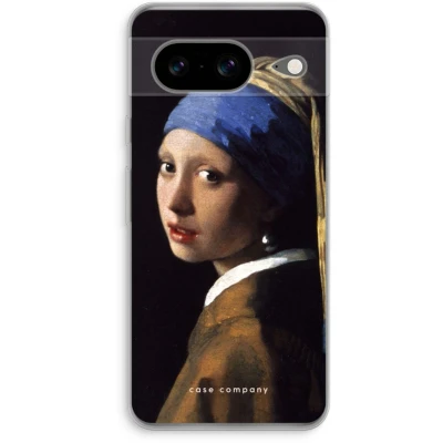 Afbeelding van Case Company® hoesje geschikt voor Google Pixel 8 The Pearl Earring Soft Cover Telefoonhoesje Bescherming aan alle Kanten en Schermrand