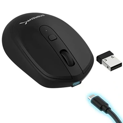 Afbeelding van SABRENT Draadloze muis, gamingmuis, oplaadbaar met USB ontvanger, instelbare DPI 800/1200/1600, stille klik, optische computermuis, 2,4 GHz verbinding (MS RCWM)