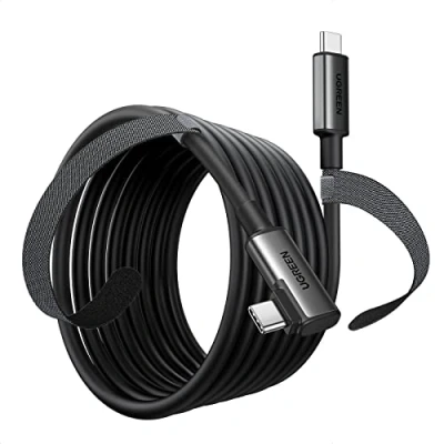 Afbeelding van Ugreen haakse kabel USB Type C voor 60W opladen / datatransmissie met ondersteuning VR bril (bijv. Oculus Quest 2) 5m zwart (US551)