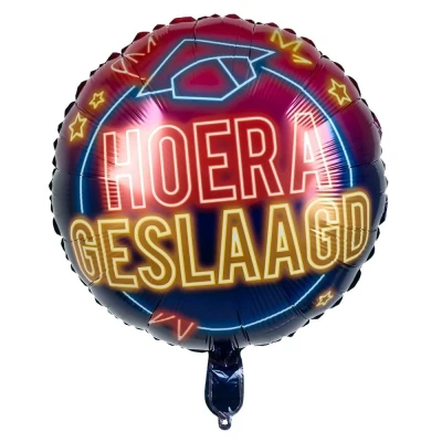 Afbeelding van Helium ballon Hoera Geslaagd Neon 45cm