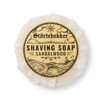 Afbeelding van Störtebekker® Premium scheerzeep van sandelhout, handgemaakt, voor scheerschuim en scheerapparaat, veganistische dames heren, 70 g