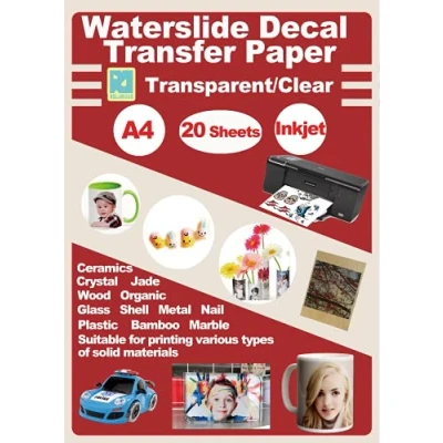 Afbeelding van Rolurious A4 inkjet waterglijbaan decal papier 20 vellen transparant doe het zelf DIY voor printer