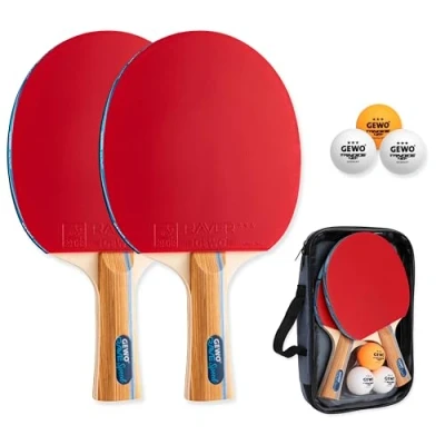 Afbeelding van Gewo Kit Tafeltennis Set Rave Speed 2 Bats + 3 Ping Pong Ballen Hoes