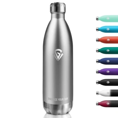 Afbeelding van Roestvrijstalen thermosfles, 1000 ml, BPA vrij, dubbelwandig, geschikt voor koolzuurhoudende dranken, thermosfles camping, kinderen, fitness, koolzuur, sport, reizen