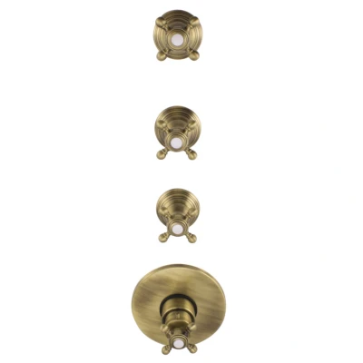 Afbeelding van PB Classic nostalgische Inbouw douche thermostaat met 3 stopkranen brons