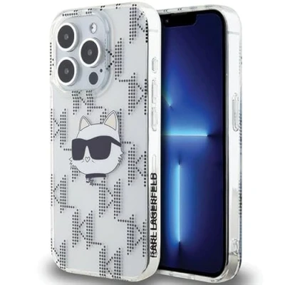 Afbeelding van Karl Lagerfeld IML Choupette Head &amp; Monogram hoesje voor iPhone 15 Pro Max transparant