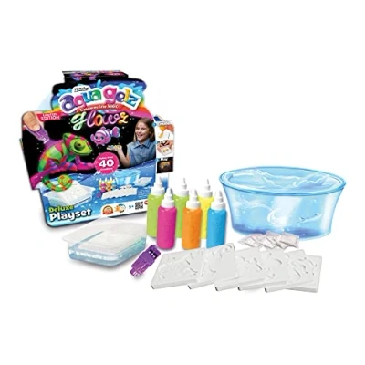 Afbeelding van Simba Aqua Gelz Deluxe Set Glowz 6 flesjes kleurgel, met Glow in the Dark effect, zaklamp, mallen, 5 wateradditief, kom Hobbypakket