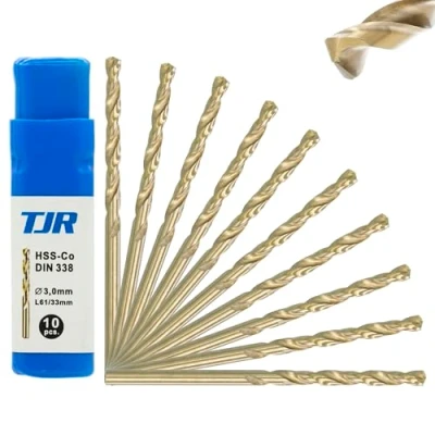 Afbeelding van TJR® Set van 10 HSS E M35 spiraalboren met zelfcentrerende treden DIN 338 type N 135 (10 stuks 3 mm)
