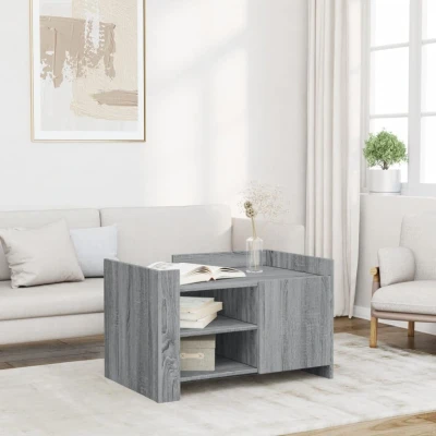 Afbeelding van Salontafel 80x50x50 cm bewerkt hout grijs sonoma eikenkleur