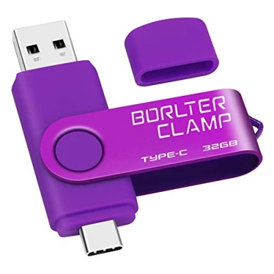Afbeelding van USB stick type C, 32 GB, BorlterClamp, geheugenstick, dubbele aansluiting, C 3.0, U, flashdrive voor smartphone Android, Samsung S10/S9/S8, Huawei Honor, LG, tablet en computer (paars)