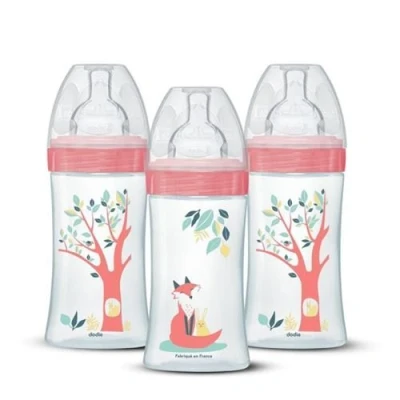 Image de Lot de 3 biberons EB20 270 ml Tétine plate Rose