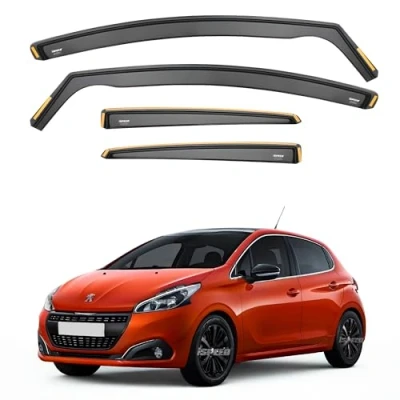 Afbeelding van iSpeed 4 stuks windschermen voor Peugeot 208 MK1 2012 2019 5 deurs hatchback houdt je auto geventileerd in de regen vermindert windturbulentie, getint type