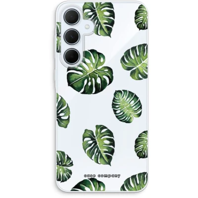 Afbeelding van Case Company® hoesje geschikt voor Samsung Galaxy A35 Tropische bladeren Soft Cover Telefoonhoesje Bescherming aan alle Kanten en Schermrand