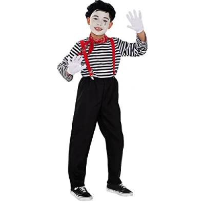 Afbeelding van FUNIDELIA Mime Kostuum voor jongens Maat: 122 134 cm Zwart