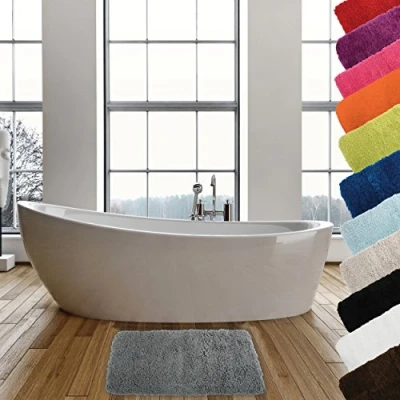 Afbeelding van MSV Badkamerkleedje/badmat tapijt voor de vloer grijs 50 x 70 cm Microfibre langharig