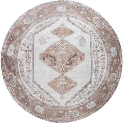 Afbeelding van Veer Carpets Vloerkleed Karaca Brown 08 Rond ø120 cm