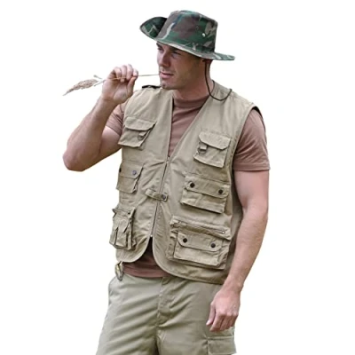 Afbeelding van Mil Tec Khaki vest met meerdere zakken, uniseks jas