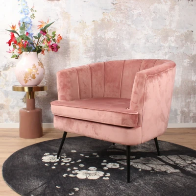 Afbeelding van Norah fauteuil velvet zalmroze