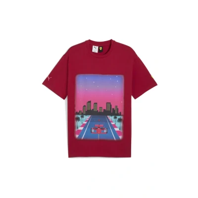 Afbeelding van Puma Scuderia Ferrari Miami Graphic Tshirt print, Heren, Maat: XXL, Dark crimson
