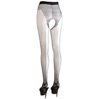 Afbeelding van Cottelli Collection Panty met Open Kruis en Slip Motief Maat M Zwart