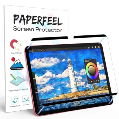 Afbeelding van PAPERFEEL Magnetische beschermfolie voor iPad 10e generatie 2022 10,9 inch, matte papieren folie om te schrijven en tekenen, verwijderbaar, anti verblinding, minder vingerafdrukken