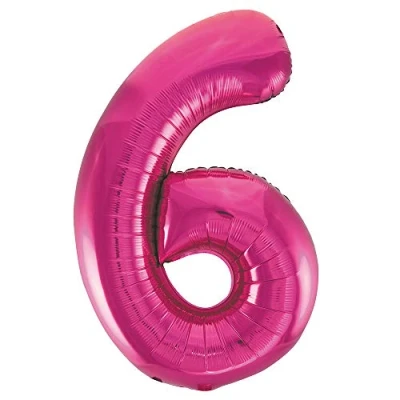 Afbeelding van Unique Party reuzenballon nummer 6 roze folieballon 86 cm