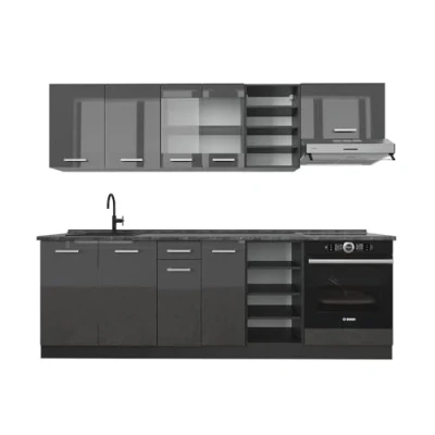 Afbeelding van Vicco R Line Complete keukeneenheid 240 cm , WB Antraciet hoogglans/antraciet