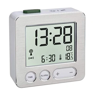 Image de TFA Dostmann 60.2545.54 radiopiloté(e) réveil argent aluminium (brossé) Heures de 1