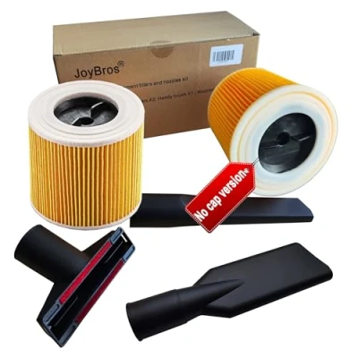 Afbeelding van JoyBros 2 x patroonfilter voor Kärcher wd2 plus wd3s wd3 Premium wd3p mv3 6.414 552.0 772.0, 3 borstels sproeiers stofzuiger accessoires
