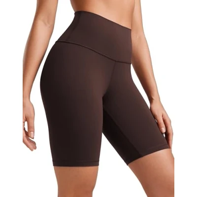 Afbeelding van CRZ YOGA Butterluxe Fietsbroek voor dames, hoge taille, 15,2 cm/20,3 cm, korte legging training, yoga, biker, Bruin (Fudge Caliente), 40