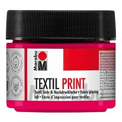 Afbeelding van Marabu 17030050914 textiel print magenta primair 100 ml, inkt op waterbasis, geurloos en lichtecht, lange open tijd, voor licht donker