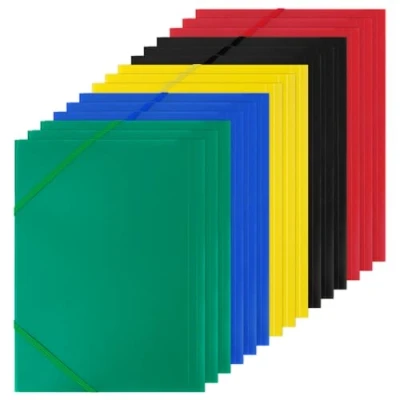 Afbeelding van 15 stuks DIN A4 mappen met 2 elastieken ideaal voor mappen, documenten, vergaderingen, rapporten, kantoorbenodigdheden