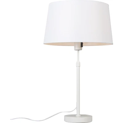 Afbeelding van QAZQA Tafellamp wit met kap 35 cm verstelbaar Parte