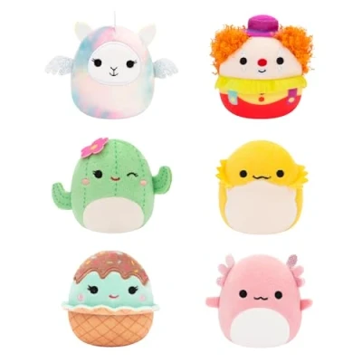 Image de Micromallows SQMM0009 Lot de 6 mini peluches super douces 6,5 cm