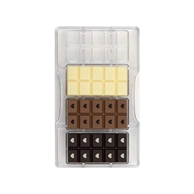 Afbeelding van Decora 0050146 Professionele chocoladevorm, 4 holtes, 85 x 42 7 mm, van polycarbonaat, ideaal voor het maken glanzende chocolade, professioneel design, Made in Italy