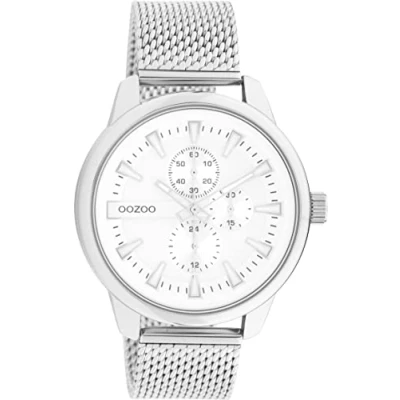 Afbeelding van OOZOO Timepieces zilverkleurige horloge met metalen mesh armband C11015