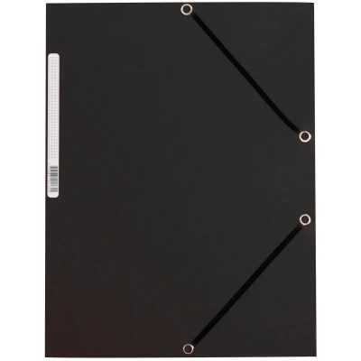 Afbeelding van Q CONNECT elastomap, A4, 3 kleppen en elastieken, karton, zwart