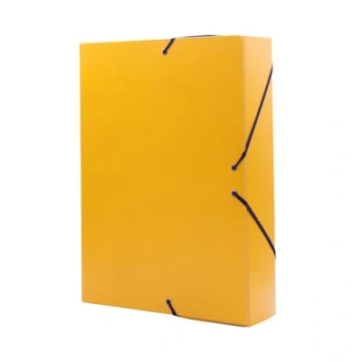 Afbeelding van Raylu Paper Mat projectmap DIN A4 met 5 cm rug, map van stevig karton en rubberen sluiting voor school of kantoorprojecten, ordner maat 34 x 24 (geel)