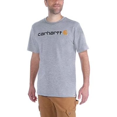Afbeelding van Carhartt Core Logo Heather Grey S T Shirt Heren