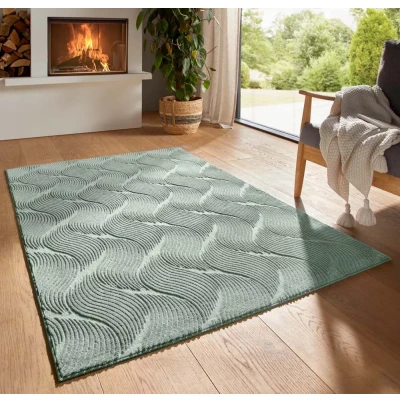 Afbeelding van Zacht Vloerkleed Fuzz Whirl Groen 50x80 Cm