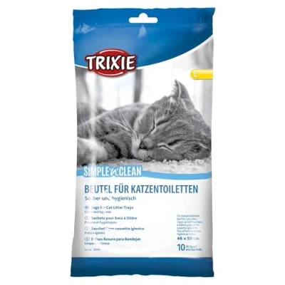 Afbeelding van Verpakking met 10 zakken voor kattentoiletten, afmetingen 46 x 59 cm
