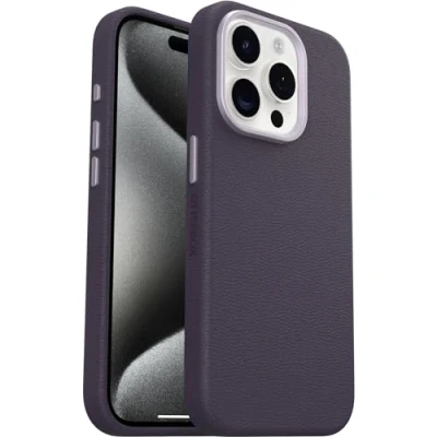 Afbeelding van OtterBox Symmetry cactus leren hoesje geschikt voor de Apple iPhone 15 Pro (paars)