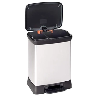 Afbeelding van Pedaalemmer Deco duo 10+18 L zilverkleurig