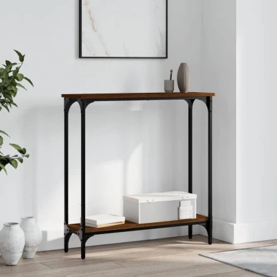 Afbeelding van Wandtafel 75x22,5x75 cm bewerkt hout bruin eikenkleur