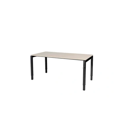Afbeelding van Cubeo 4 poot bureau, zit/zit hoogte verstelbaar (62 85cm) dmv slinger met 160x80cm robson eiken 25mm blad en zwart (RAL9005) frame