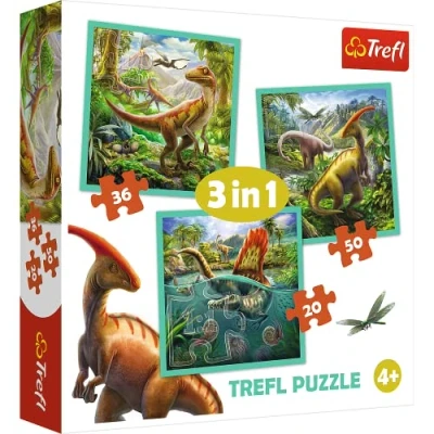 Image de Trefl, Puzzle, Le monde incroyable des dinosaures, de 20 à 50 Pièces, 3 sets, pour les Enfants partir 4 ans