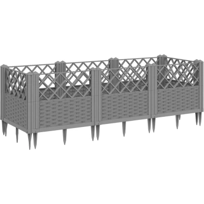 Afbeelding van Plantenbak met pinnen 123,5x43,5x43,5 cm polypropeen lichtgrijs