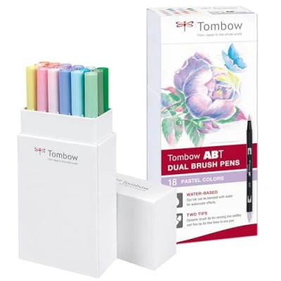 Image de tombow feutre double pointe dual brush pen abt,tons pastel noir